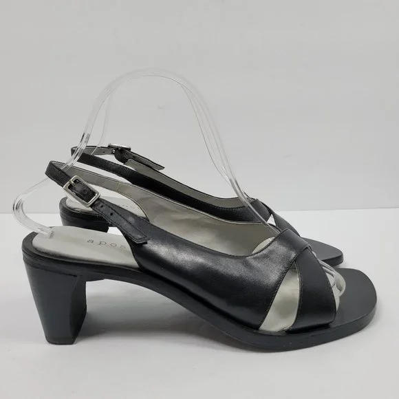 Apostrophe Caray Women's Block Heel Black Leather Shoes US Size 8.5M - Picture 1 of 9